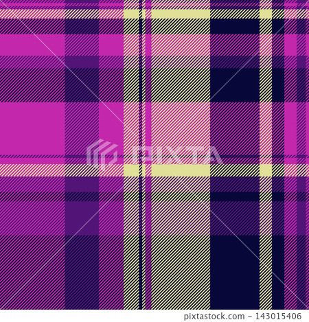 Traditional tartan plaid pattern with a woven fabric texture and clear check layout. Magenta tones create a seamless textile surface with classic fabric heritage for decorative backgrounds. Traditional tartan plaid pattern with a woven fabric texture and clear check layout. Magenta tones create a seamless textile surface with classic fabric heritage for decorative backgrounds. 143015406