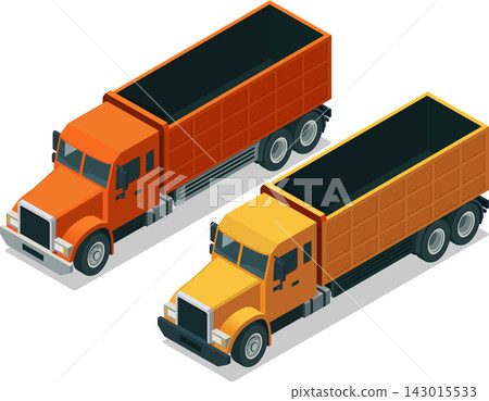 Industrial construction dump truck isometric illustration Industrial construction dump truck isometric illustration 143015533