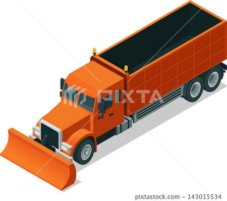 Isometric truck with snow plow Isometric truck with snow plow 143015534