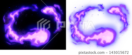 An illustration of a fireball. A swirling purple flame effect. A ghost. An illustration of a fireball. A swirling purple flame effect. A ghost. 143015672