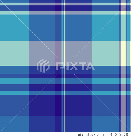 Variation textile texture background, copy space vector tartan pattern. Stripe check plaid fabric seamless in blue and cyan colors. Variation textile texture background, copy space vector tartan pattern. Stripe check plaid fabric seamless in blue and cyan colors. 143015978