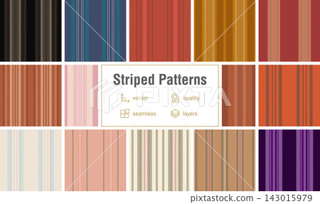 Vintage inspired striped lines pattern. Seamless vector background created for textile design, fashion, and decorative applications. Vintage inspired striped lines pattern. Seamless vector background created for textile design, fashion, and decorative applications. 143015979
