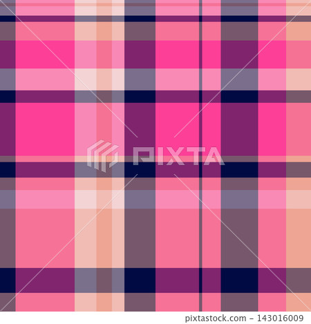 Covering texture fabric textile, autumn check plaid pattern. Aged vector seamless tartan background in pink and red colors. Covering texture fabric textile, autumn check plaid pattern. Aged vector seamless tartan background in pink and red colors. 143016009