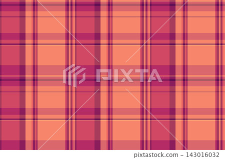 Seasonal check textile pattern, refresh fabric texture seamless. Sewing plaid tartan vector background in red and pink colors. 143016032