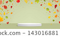 Autumn Banner With Podium And Leaf Vector Illustration 143016881
