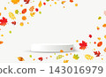 Autumn Leaves Poster And Podium Vector Illustration 143016979