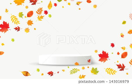 Autumn Leaves Poster And Podium Vector Illustration Autumn Leaves Poster And Podium Vector Illustration 143016979