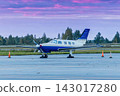 Private turboprop aircraft at the airport in the morning light 143017280