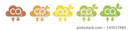 CO2 neutral icon meter icons. Vector scale, pollution level. CO2 indicator. Risk infographics, scales, progress assessment. Vector CO2 neutral icon meter icons. Vector scale, pollution level. CO2 indicator. Risk infographics, scales, progress assessment. Vector 143017460