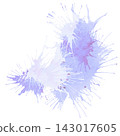 Watercolor hand drawn light violet and purple grunge stains with splashes on the white square background 143017605