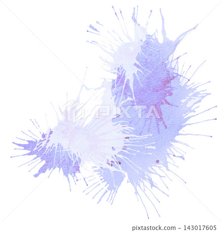 Watercolor hand drawn light violet and purple grunge stains with splashes on the white square background Watercolor hand drawn light violet and purple grunge stains with splashes on the white square background 143017605