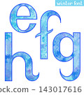 Colorful blue ice frozen watercolor paint alphabet letters E F G H 143017616