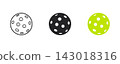 Set of pickleball icons in outline, solid, and color vector styles, featuring perforated spheres used in racquet sports and leisure athletic games 143018316