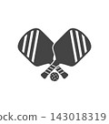 Pickleball paddle and ball icon vector design illustration isolated on white background. 143018319