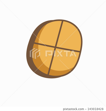 A round yellow window with a frame. Flat-style vector illustration. 143018428