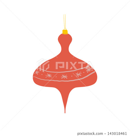 Red Christmas Ornament with Snowflake Pattern and Yellow Cap Red Christmas Ornament with Snowflake Pattern and Yellow Cap 143018461