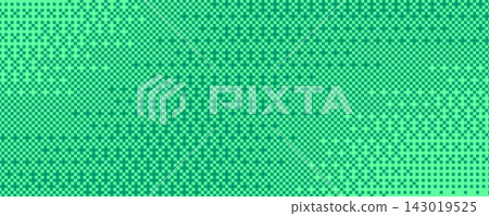 Pixel bitmap texture with 8-bit halftone effects. Abstract mint green pixelated dither pattern. Horizontal particle ripples geometric print wallpaper with gradation transition. Vector illustration. Pixel bitmap texture with 8-bit halftone effects. Abstract mint green pixelated dither pattern. Horizontal particle ripples geometric print wallpaper with gradation transition. Vector illustration. 143019525