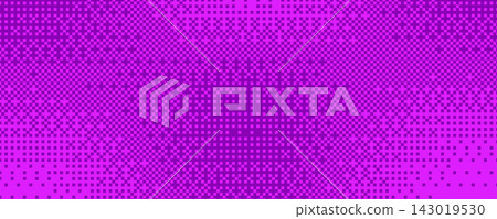 Pixel bitmap texture with 8-bit halftone effects. Abstract pink and purple pixelated dither pattern. Horizontal ripple distort geometric print wallpaper with dynamic colours. Vector illustration. Pixel bitmap texture with 8-bit halftone effects. Abstract pink and purple pixelated dither pattern. Horizontal ripple distort geometric print wallpaper with dynamic colours. Vector illustration. 143019530