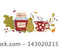 Cozy Autumn Jam and Hot Drink Illustration 143020215