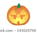 Cute Halloween pumpkin illustration with a brightly glowing lantern 143020706
