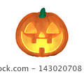 Cute Halloween pumpkin illustration with a dimly glowing lantern. 143020708