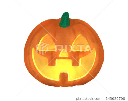 Cute Halloween pumpkin illustration with a dimly glowing lantern. Cute Halloween pumpkin illustration with a dimly glowing lantern. 143020708