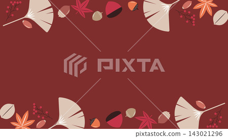A flat, cute, and simple background of fallen leaves and nuts. A flat, cute, and simple background of fallen leaves and nuts. 143021296