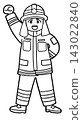 Cute firefighter illustration (line drawing) 143022840