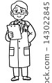 An illustration (line drawing) of a doctor holding a medical chart. 143022845