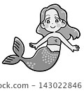 Cute mermaid girl illustration (gray) 143022846