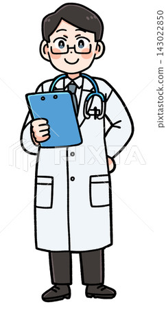 Illustration of a doctor holding a medical chart Illustration of a doctor holding a medical chart 143022850