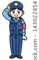 Illustration of a male police officer saluting 143022854