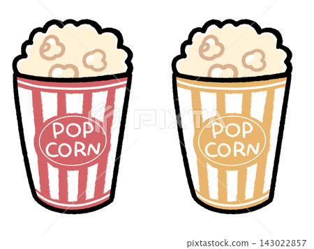 Illustration of popcorn in a paper case Illustration of popcorn in a paper case 143022857