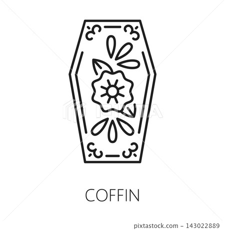 Coffin icon for Mexican Day of the Dead holiday Coffin icon for Mexican Day of the Dead holiday 143022889