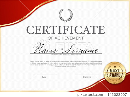 Award diploma certificate of achievement red frame Award diploma certificate of achievement red frame 143022907