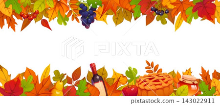 Thanksgiving banner with autumn leaves borders Thanksgiving banner with autumn leaves borders 143022911