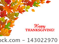 Happy Thanksgiving day banner with autumn leaves 143022970