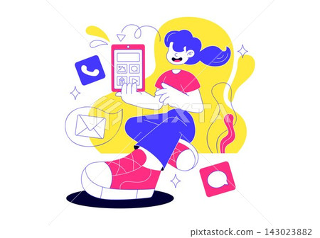 Mobile Application Vector Illustration Featuring User Friendly Smartphone Interface, Digital Services, Modern Technology, and App Development Mobile Application Vector Illustration Featuring User Friendly Smartphone Interface, Digital Services, Modern Technology, and App Development 143023882