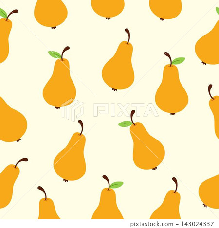 Cute yellow pear seamless pattern fruit vector background for kitchen textile and wrapping paper. Cute yellow pear seamless pattern fruit vector background for kitchen textile and wrapping paper. 143024337
