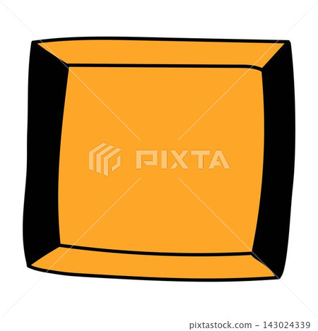 Hand drawn orange square frame with black outer border isolated on white background. 143024339