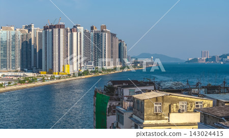 Sept 19 2026 Hong Kong Coastal harbor view along Ma Tau Kok waterfront Sept 19 2026 Hong Kong Coastal harbor view along Ma Tau Kok waterfront 143024415
