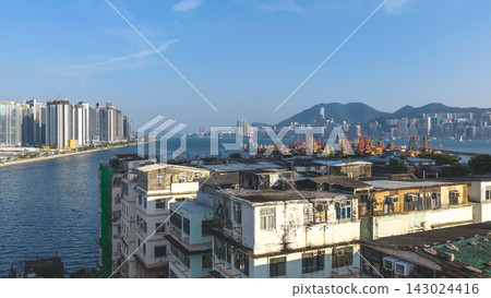Sept 19 2026 Hong Kong Coastal harbor view along Ma Tau Kok waterfront Sept 19 2026 Hong Kong Coastal harbor view along Ma Tau Kok waterfront 143024416