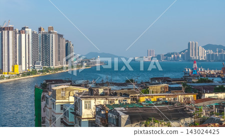 Sept 19 2026 Hong Kong Coastal harbor view along Ma Tau Kok waterfront Sept 19 2026 Hong Kong Coastal harbor view along Ma Tau Kok waterfront 143024425