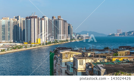 Sept 19 2026 Hong Kong Coastal harbor view along Ma Tau Kok waterfront Sept 19 2026 Hong Kong Coastal harbor view along Ma Tau Kok waterfront 143024426