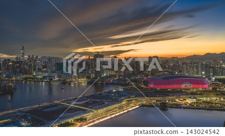 Hong Kong, July 10 2026 Kai Tak Sports Park Arena At Sunset Hong Kong, July 10 2026 Kai Tak Sports Park Arena At Sunset 143024542