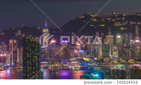 Hong Kong, July 10 2026 Victoria Harbour Skyline At Night Hong Kong, July 10 2026 Victoria Harbour Skyline At Night 143024558
