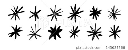 Hand drawn star shapes collection. Black brush stroke sparkle sketches set. Vector abstract magic shine pack. Kid crayon twinkle asterisk doodles bundle for sticker, collage, poster, sticker, label Hand drawn star shapes collection. Black brush stroke sparkle sketches set. Vector abstract magic shine pack. Kid crayon twinkle asterisk doodles bundle for sticker, collage, poster, sticker, label 143025366