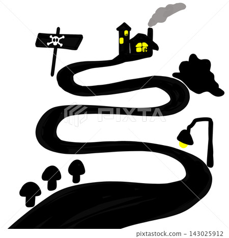 Spooky Village Winding Road Map With Bats Spooky Village Winding Road Map With Bats 143025912