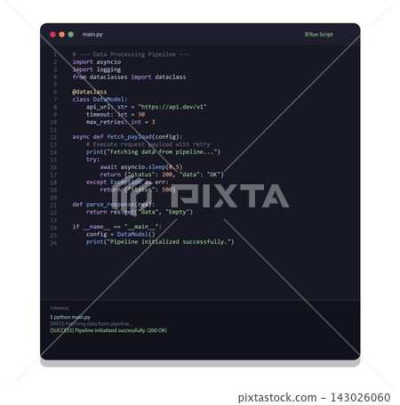 Script code editor interface with asynchronous data processing Script code editor interface with asynchronous data processing 143026060