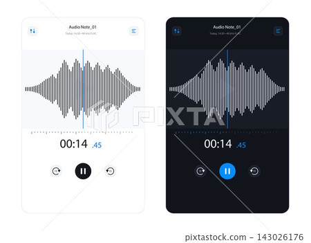 Audio note player interfaces with waveform sound visualization 143026176